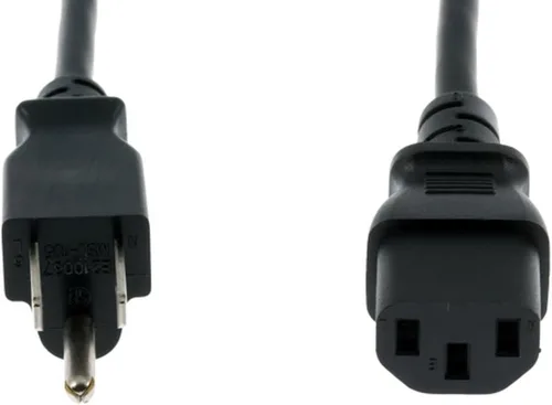 Vista 2 de Cable de alimentación de CA estándar, 15A/125V, 18 AWG, 5-15P a C13, (NEMA 5-15P a IEC-60320-C13) 2 pies