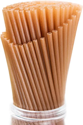 Vista 8 de Pajitas biodegradables para batidos envueltas individualmente de 8 pulgadas, hechas de caña de azúcar, 150 popotes desechables compostables, una