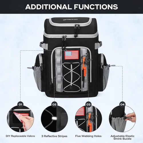 Vista 5 de Maelstrom 35/50 Can Insulated Backpack Cooler, Leakproof Soft Lunch Ice Bag Negro