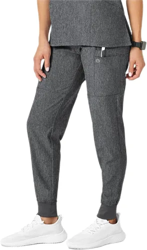 Vista 17 de Pantalón de hospital para mujer con cintura cómoda y estilo jogger, rojo, talla S Negro