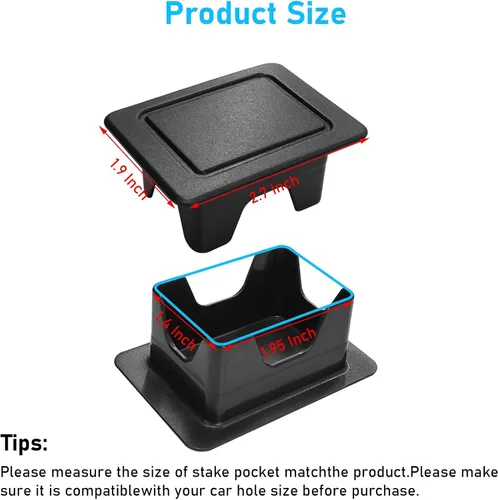 Vista 5 de Moonlinks Fundas de bolsillo para estacas de riel de cama Compatibles con Dodge Ram 1500 2500 3500 2009-2018, Tapones de orificios de estaca