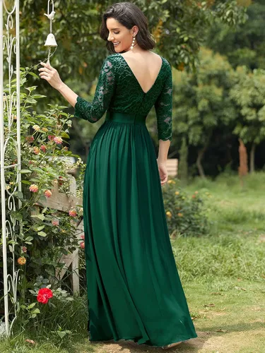 Vista 2 de Ever-Pretty - Vestido largo elegante para dama de honor, con cintura imperio, manga de 34, 07412