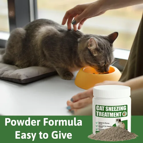 Vista 7 de Tratamiento de estornudos para gatos, suplementos nasales y sinusales felinos, fórmula en polvo de homeopatía, 3.53 oz