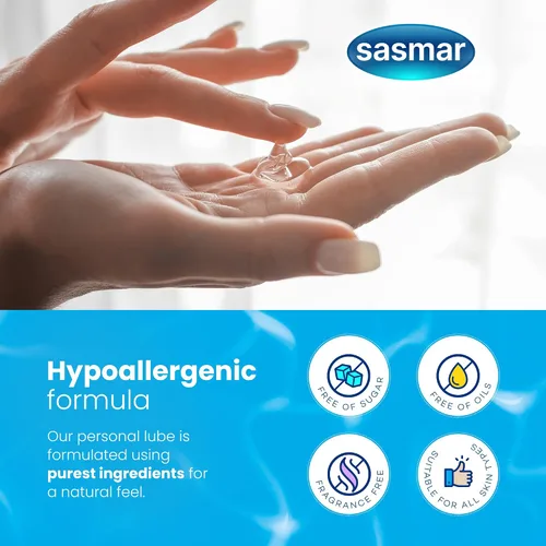 Vista 6 de Sasmar Lubricante personal a base de agua para hombres, mujeres, perfecto para parejas, placer duradero para todos, apto para juguetes y seguro