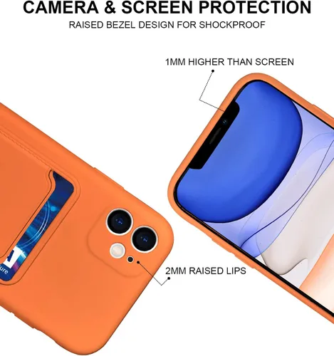 Vista 3 de Funda de silicona compatible con iPhone 11 de 6.1 pulgadas, funda protectora que absorbe los golpes con soporte para tarjetas, funda delgada suave