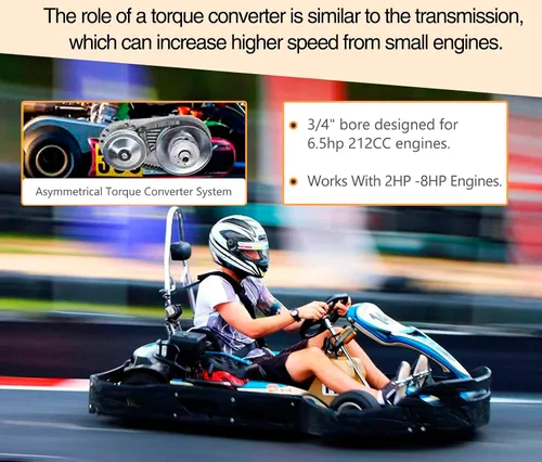 Vista 6 de Kit convertidor de par Go Kart serie 30 de 6.5 hp, polea de embrague de mini bicicleta de 3/4 pulgadas compatible con 212CC Predator Comet Manco Max