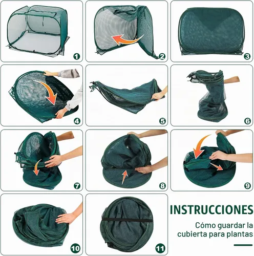 Vista 5 de ANC POP Cubierta de malla desplegable para plantas, 40 x 40 x 30 pulgadas, protector de plantas para jardín elevado y cama de flores, jaula
