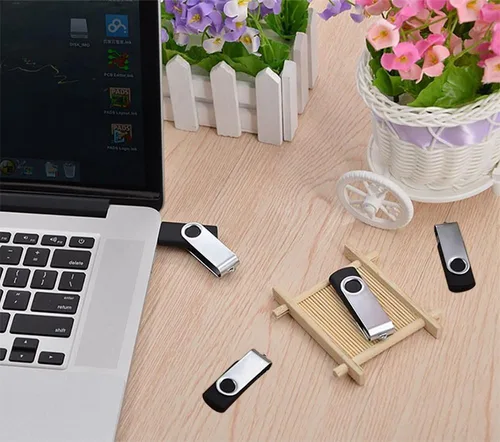 Vista 7 de Paquete de 2 unidades flash USB de 2 GB USB 2.0 unidades de pulgar Drive Jump Drive Fold Almacenamiento Memory Stick Diseño giratorio - Negro