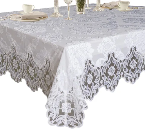 Vista 7 de Violet Linen Elegantes manteles de terciopelo con diseño floral transparente de lujo, color gris topo, 45 x 45 pulgadas