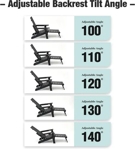 Vista 7 de Mega Casa Silla Adirondack Poly Lumber con portavasos, otomana y cojín, respaldo ajustable, material HIPS resistente a todo tipo de clima