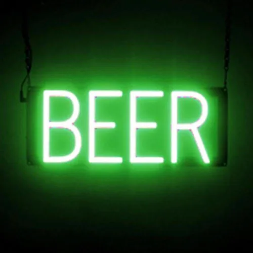 Vista 39 de SpellBrite Letrero de cerveza fría Letrero relacionado con la cerveza con aspecto de neón, fuente de luz LED verde 16.8 x 15.0 pulgadas