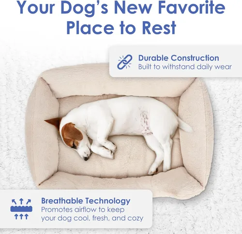 Vista 2 de American Kennel Club Cuddler - Cama para mascotas con entrada de perfil bajo, cama de felpa para perros de 25 pulgadas para razas pequeñas, cama