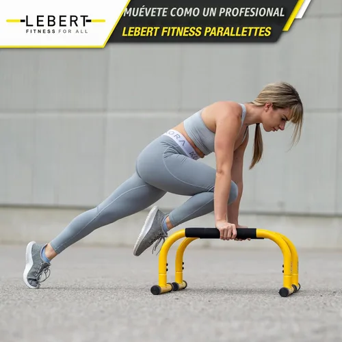 Vista 7 de Lebert Parallette Bars - Equipo de entrenamiento de peso corporal resistente para inmersiones, flexiones, sesiones en L y entrenamientos de núcleo