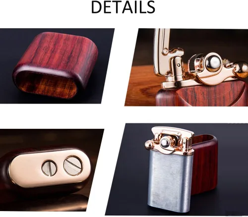 Vista 3 de Ambrogio.L Encendedor de aceite, encendedor de brazo oscilante de llama suave, encendedor de queroseno de madera premium para hombres, #1