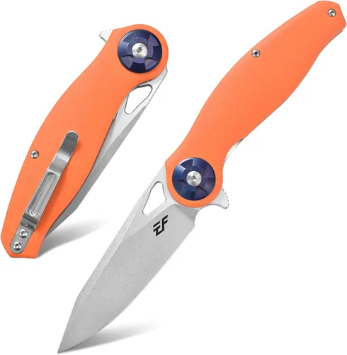 Vista 8 de Eafengrow EF76 Cuchillo plegable para acampar EDC Cuchillo de bolsillo con mango G10 y hoja D2 lavada a la piedra Herramienta de caza al aire libre