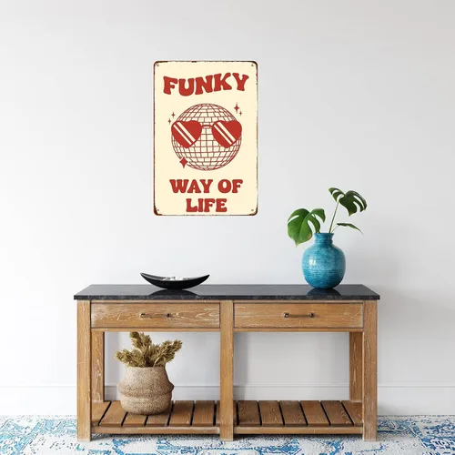 Vista 6 de Funky Way Of Life Poster Disco Retro Illustration Wall Art Poster Signs Posters Funny Metal Sign For Man Cave bathroom Farm Bedroom living room