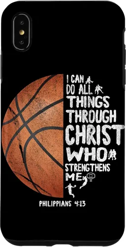 Vista 11 de Funda de baloncesto para iPhone 17 con texto en inglés "I can do All Things Through Christ Philippians