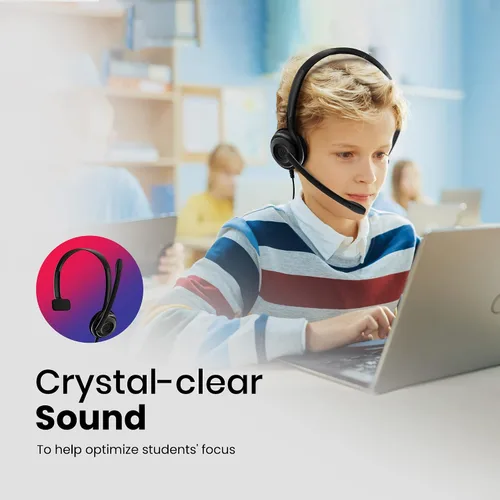 Vista 3 de EPOS - Auriculares USB mono USB para computadora con micrófono para aula, entrenamiento, centros de llamadas (paquete de 10) con paño de microfibra