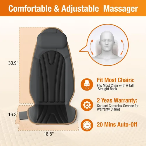 Vista 4 de SLOTHMORE Masajeador de espalda para silla, cojín de asiento de masaje