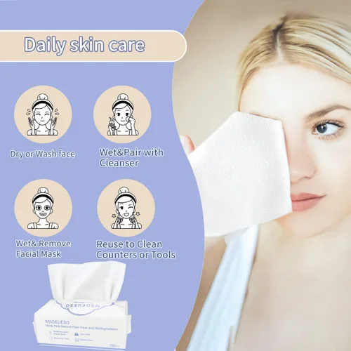 Vista 3 de MSOEUESO - Toalla facial desechable, pañuelos faciales de algodón, paños secos para la cara, toallitas faciales gruesas, toallitas removedoras