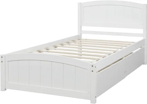 Vista 8 de Harper & Bright Designs Cama individual con cajones, plataforma de madera maciza con almacenamiento y cabecero, estribo, soporte de listones