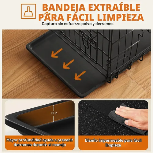 Vista 4 de Yaheetech Caja de perro de 24 pulgadas con puerta doble y divisor para cachorro, caja metálica plegable con bandeja removible, jaula de alambre