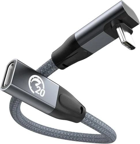 Vista 25 de UseBean Cable de extensión USB C en ángulo recto de 0.6 pies, 90 grados USB-C 3.2 Gen 2 20Gbps macho a hembra tipo C 4K cable extensor de video