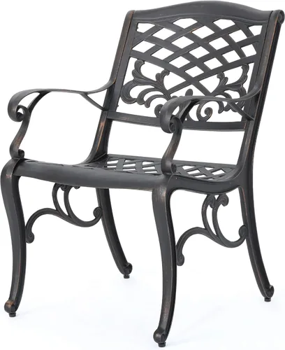 Vista 5 de Christopher Knight Home Myrtle Beach - Sillas de comedor de aluminio para exteriores, juego de 2 piezas, cobre brillante
