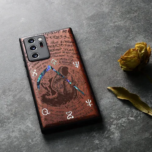 Vista 4 de Carveit Funda de madera de diseñador para Samsung Galaxy Note20 Ultra (grabado de madera e incrustaciones de carcasa) compatible con cargadores