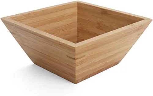 Vista 10 de Juego de platos de bambú de 8 pulgadas, platos reutilizables de bambú, platos cuadrados de bambú, platos de madera, platos llanos de bambú, juego