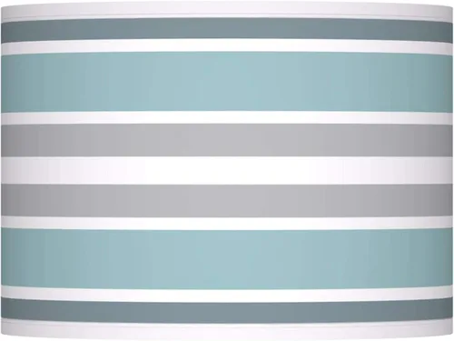 Vista 15 de Drum Print Lamp Shade (Pre-Assembled) Aqua Mosaic White Blue Medium 13.5" Top x 13.5" Bottom x 10" High Spider with Replacement Harp and Finial
