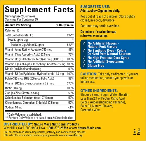 Vista 9 de Nature Made Multi for Men, Mens Multivitamins Gummies, 70 Count