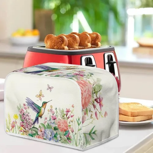 Vista 3 de Cubiertas para tostadora de pájaros y mariposas, 2 rebanadas, cubiertas de electrodomésticos pequeños de cocina, impermeables, protectores