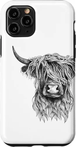 Vista 27 de iPhone 16 Highland Cow - Hand Drawn Illustration Case