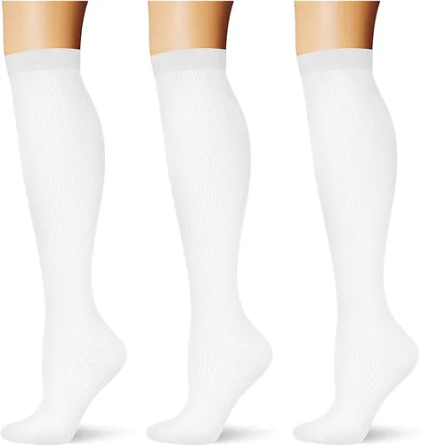 Vista 45 de (3 pares) Calcetines de compresión 20-30 mmHg, calcetines largos hasta la rodilla para mujeres y hombres, soporte atlético, para viajes y uso diario