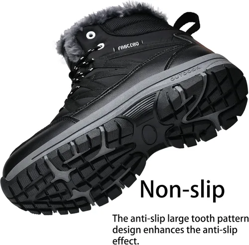 Vista 4 de MAIZUN Botas de invierno para mujer, con forro de piel cálida, botas de nieve impermeables de goma antideslizantes