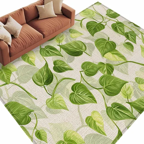 Vista 9 de 5x8 Area Rugs for Living Room, Spring Leaves Non-Slip Area Rugs for Living Room Bedroom Entryway, Abstract Retro Color Pastoral Plants Washable