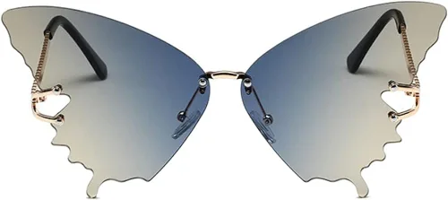 Vista 2 de RUNHUIS Gafas de sol sin montura de libélula en forma de ala mariposa sombras de hadas gafas de sol de moda