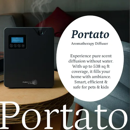 Vista 2 de Puro Sentido By: Scentrade, Difusor Portato, Difusor de aromaterapia con tecnología Difusor de aceite esencial silencioso y sin agua, máquina