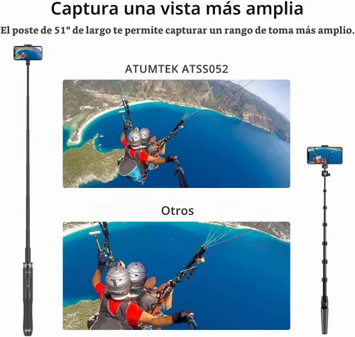 Vista 7 de ATUMTEK Trípode para selfie stick de 51 pulgadas, soporte extensible todo en uno con control remoto Bluetooth, rotación de 360° para iPhone y Negro