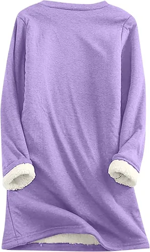 Vista 2 de FlekmanArt Sudadera de Navidad para mujer, manga larga, cuello redondo, estampado de letras, cálida, sherpa, cómoda y elegante