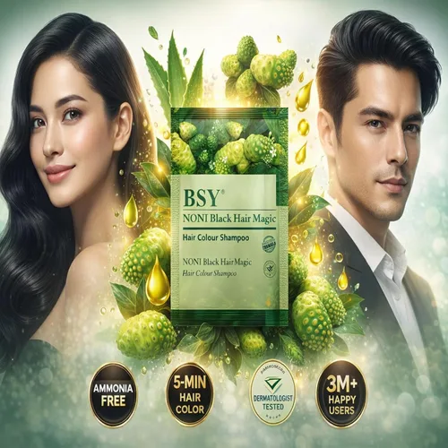Vista 6 de BSY Noni Black Hair Magic Hair - Champú de color para el cabello, sin amoníaco, tinte permanente negro natural para hombres y mujeres, 4 sobres