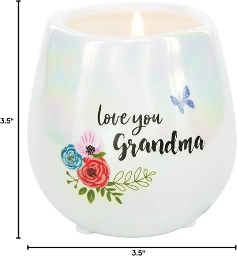 Vista 8 de Love You Grandma - Vela de cera de soja 100% de 8 onzas con mecha de algodón en recipiente de cerámica perfumada Serenity