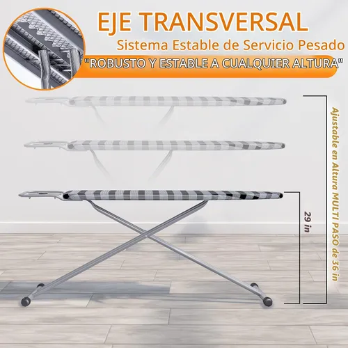 Vista 4 de Jakeefud Tabla de planchar de 13 x 43 pulgadas con funda acolchada extra gruesa y resistente, altura ajustable, tela resistente al calor y a