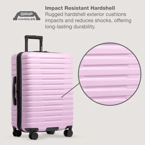 Vista 3 de U.S. Traveler Boren - Maleta de viaje de policarbonato resistente con 8 ruedas giratorias, asa de aluminio