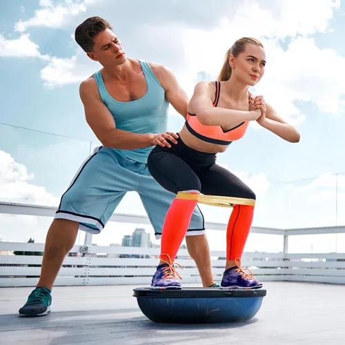 Vista 8 de ATIVAFIT Pelota de equilibrio, media pelota de ejercicio, entrenador de equilibrio, pelota de yoga inflable para entrenamientos de gimnasio en casa