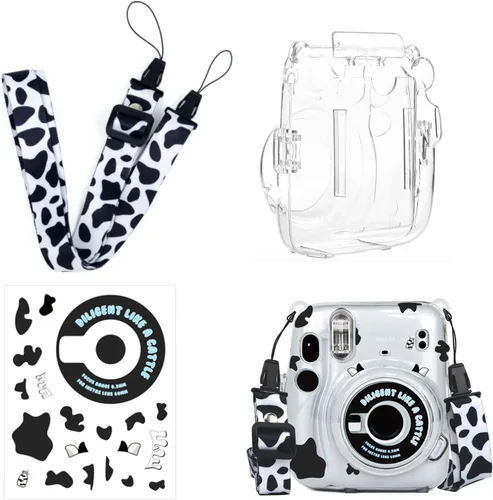 Vista 8 de Kit de funda transparente Mini 11 para Fujifilm Instax Mini 11, funda para cámara instantánea con bolsillo para película, calcomanías adhesivas