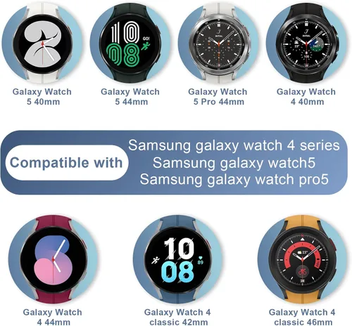 Vista 2 de VeveXiao Correa deportiva compatible con Samsung Galaxy Watch 5 Pro de 1.772 pulgadas/Watch 4 Classic 1.654 pulgadas/1.811 pulgadas, sin huecos
