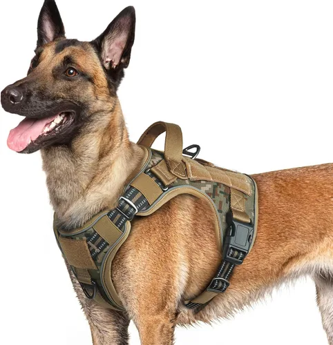 Vista 23 de rabbitgoo - Arnés para perros pequeño sin tirones, chaleco táctico de servicio con Molle y asa de control, arnés militar ajustable y reflectante