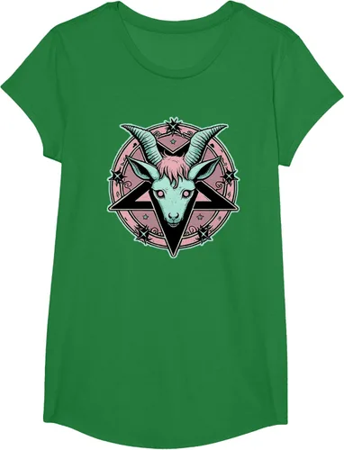 Vista 76 de Camiseta Kawaii Paste Creepy Goat Pentacle, Negro
